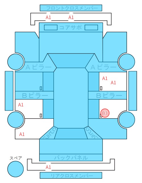 Body condition diagram (damage marks, Japanese labels)