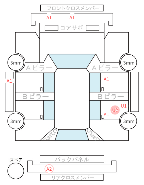 Body condition diagram (damage marks, Japanese labels)