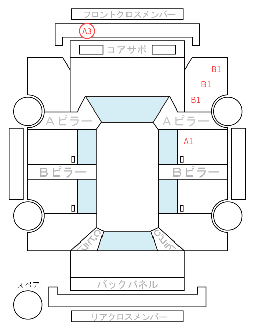 Body condition diagram (damage marks, Japanese labels)