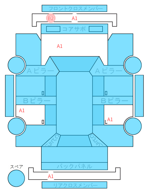 Body condition diagram (damage marks, Japanese labels)