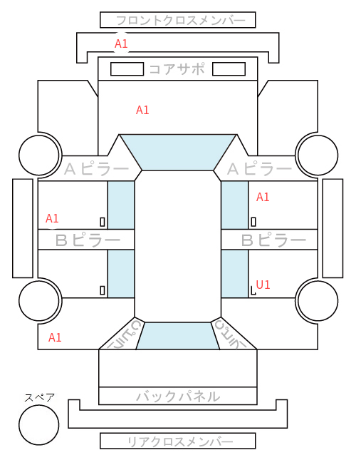 Body condition diagram (damage marks, Japanese labels)
