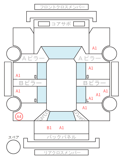 Body condition diagram (damage marks, Japanese labels)