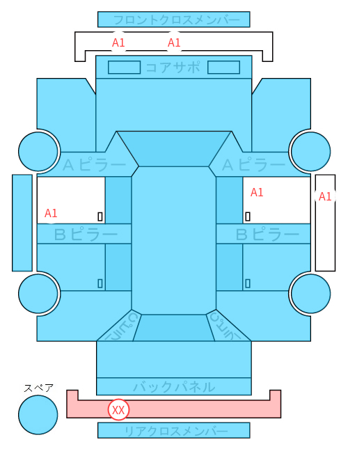 Body condition diagram (damage marks, Japanese labels)