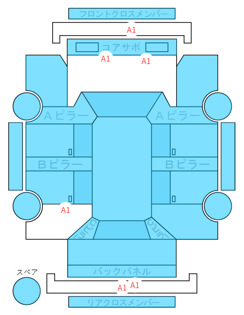 Body condition diagram (damage marks, Japanese labels)