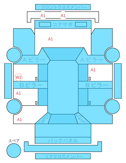 Body condition diagram (damage marks, Japanese labels)