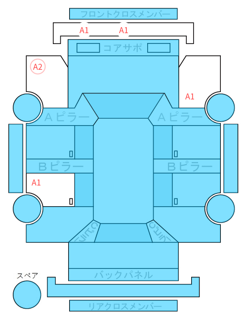 Body condition diagram (damage marks, Japanese labels)