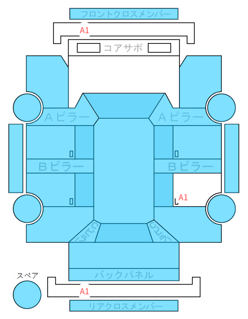 Body condition diagram (damage marks, Japanese labels)