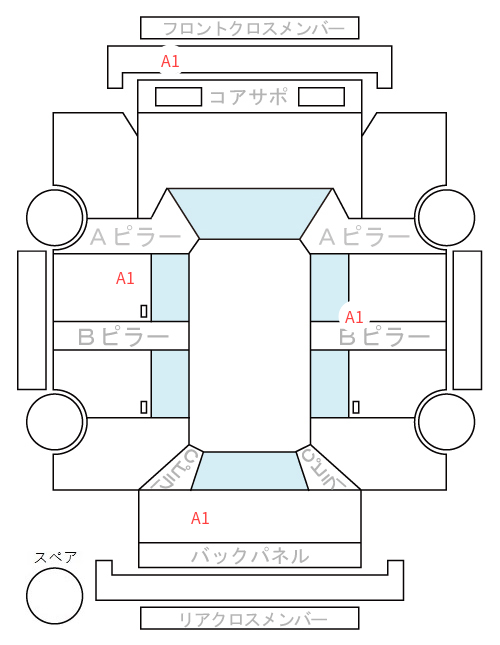 Body condition diagram (damage marks, Japanese labels)