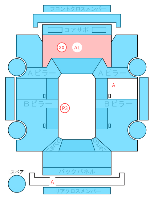 Body condition diagram (damage marks, Japanese labels)