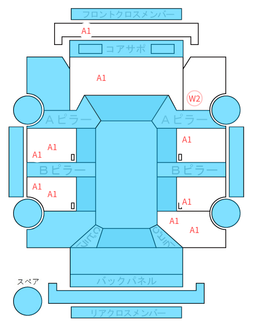 Body condition diagram (damage marks, Japanese labels)