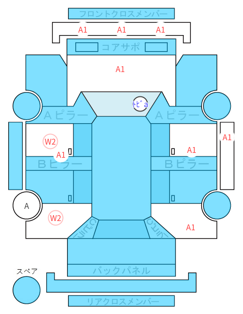 Body condition diagram (damage marks, Japanese labels)