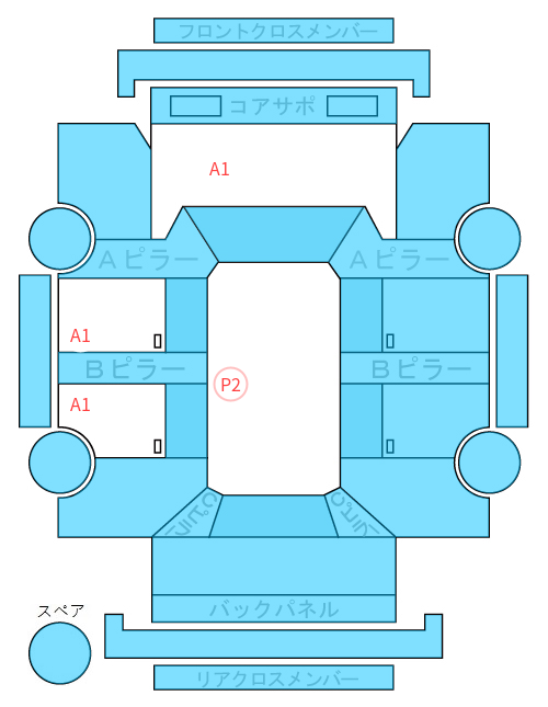 Body condition diagram (damage marks, Japanese labels)