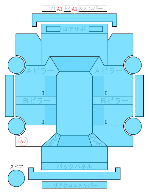 Body condition diagram (damage marks, Japanese labels)