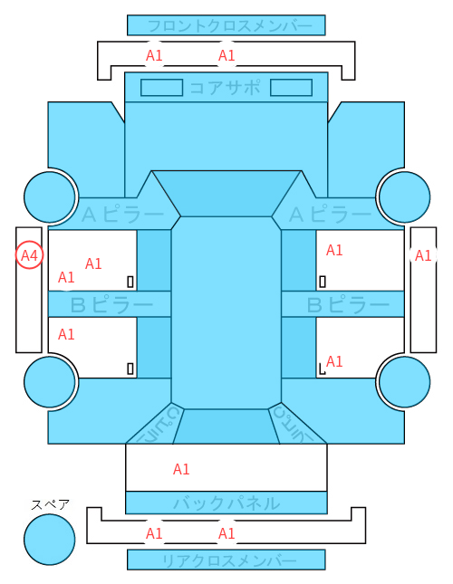 Body condition diagram (damage marks, Japanese labels)