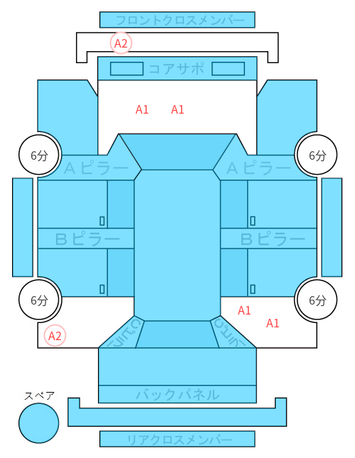 Body condition diagram (damage marks, Japanese labels)