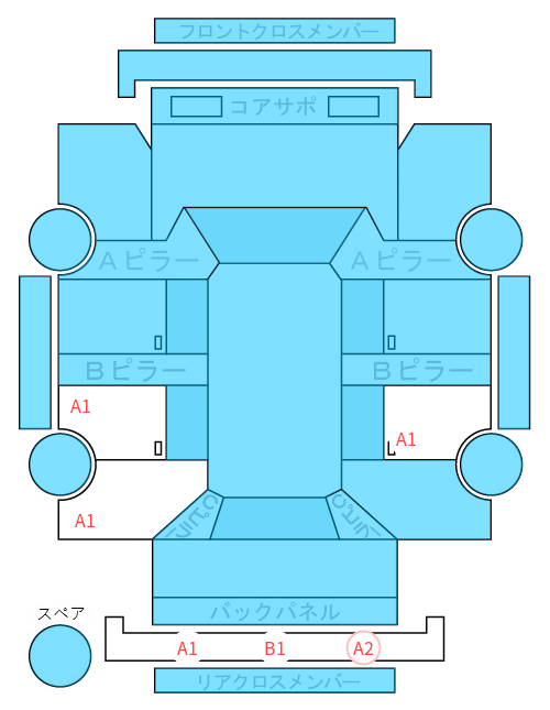 Body condition diagram (damage marks, Japanese labels)