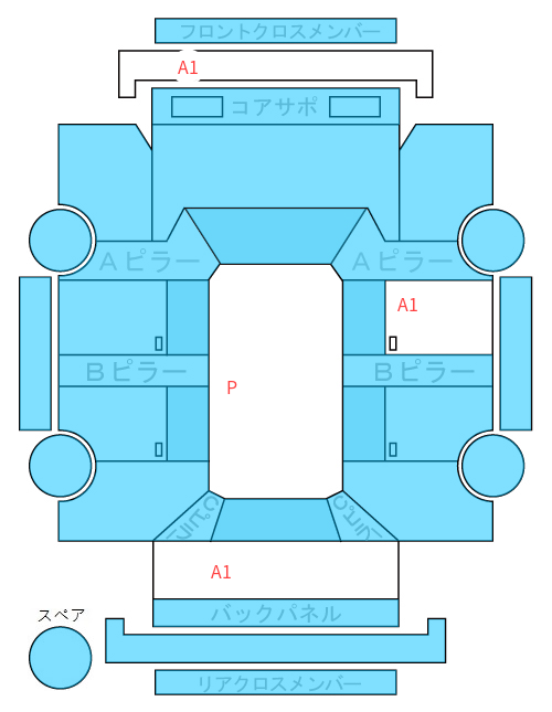 Body condition diagram (damage marks, Japanese labels)