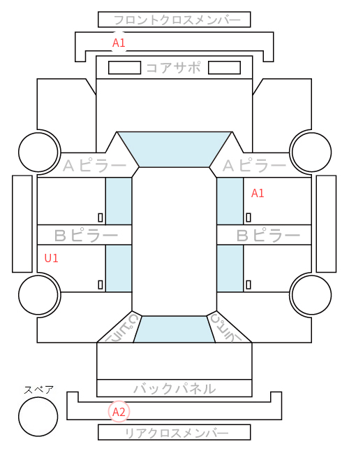 Body condition diagram (damage marks, Japanese labels)