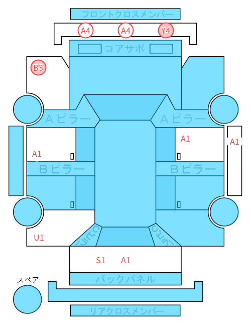 Body condition diagram (damage marks, Japanese labels)