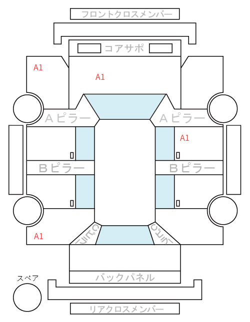 Body condition diagram (damage marks, Japanese labels)