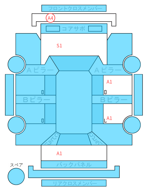 Body condition diagram (damage marks, Japanese labels)
