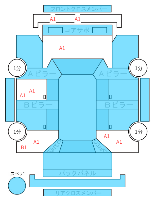 Body condition diagram (damage marks, Japanese labels)