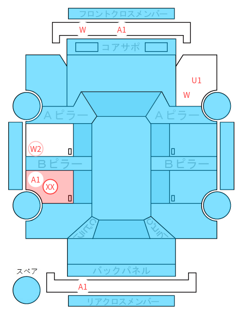 Body condition diagram (damage marks, Japanese labels)