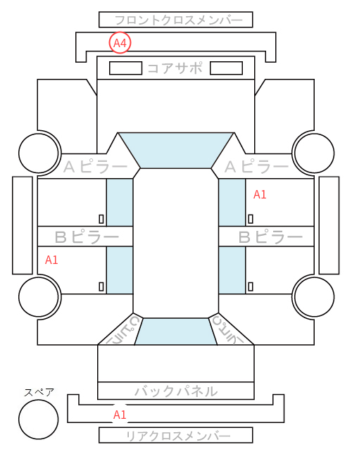 Body condition diagram (damage marks, Japanese labels)