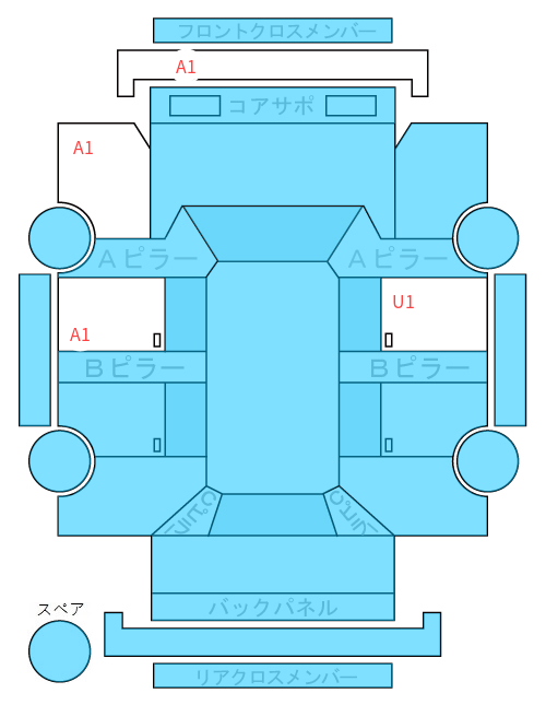 Body condition diagram (damage marks, Japanese labels)