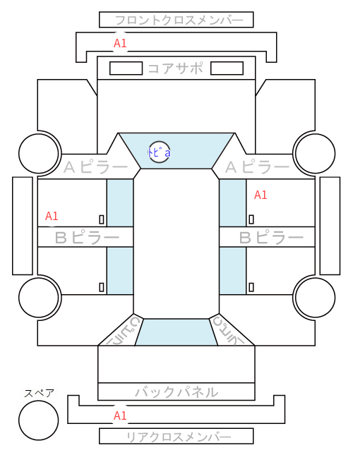 Body condition diagram (damage marks, Japanese labels)