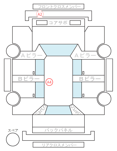Body condition diagram (damage marks, Japanese labels)