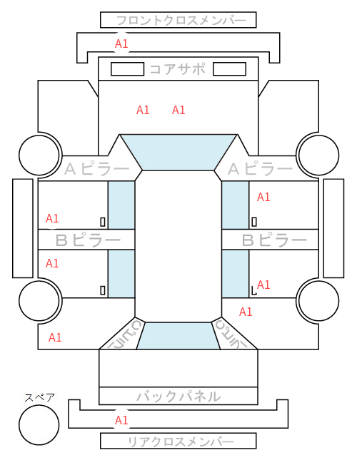 Body condition diagram (damage marks, Japanese labels)