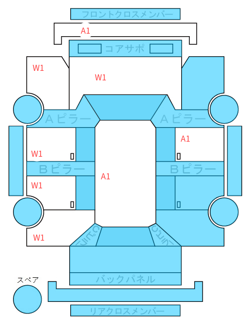 Body condition diagram (damage marks, Japanese labels)
