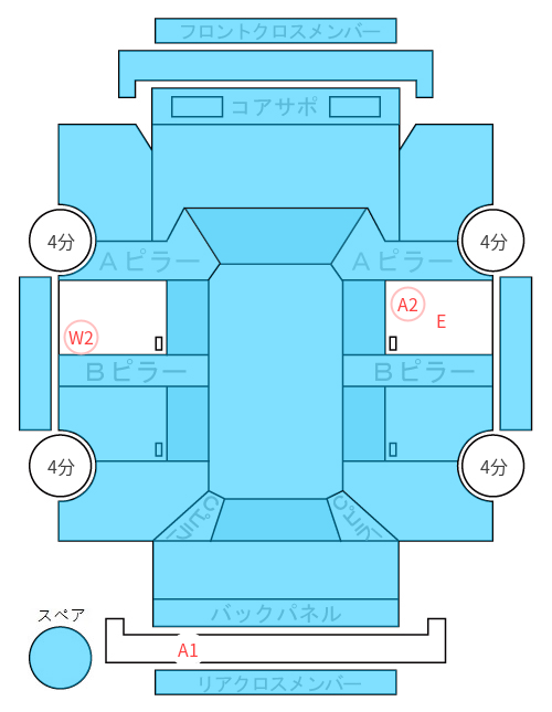 Body condition diagram (damage marks, Japanese labels)