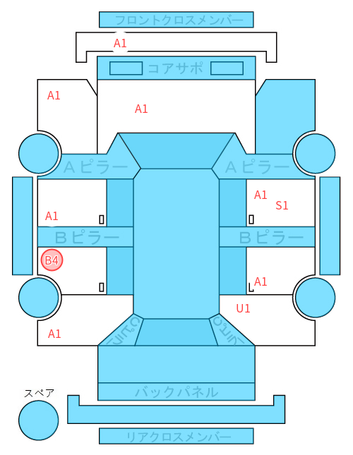 Body condition diagram (damage marks, Japanese labels)