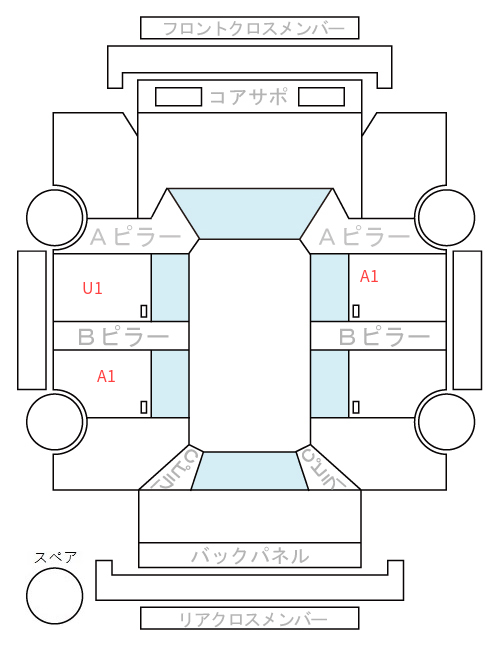 Body condition diagram (damage marks, Japanese labels)