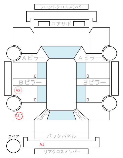 Body condition diagram (damage marks, Japanese labels)