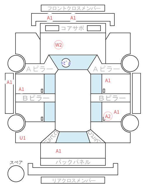 Body condition diagram (damage marks, Japanese labels)