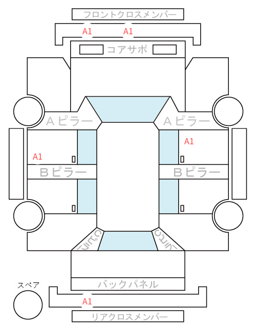 Body condition diagram (damage marks, Japanese labels)