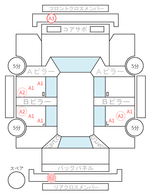 Body condition diagram (damage marks, Japanese labels)