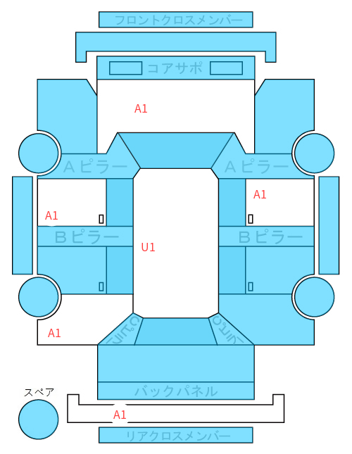 Body condition diagram (damage marks, Japanese labels)