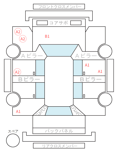 Body condition diagram (damage marks, Japanese labels)