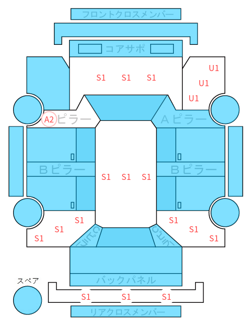 Body condition diagram (damage marks, Japanese labels)