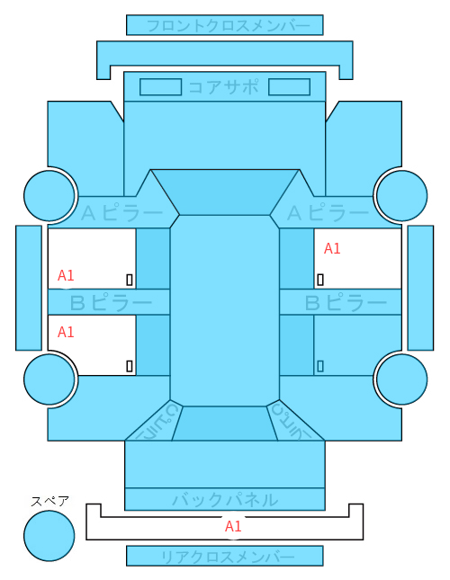 Body condition diagram (damage marks, Japanese labels)
