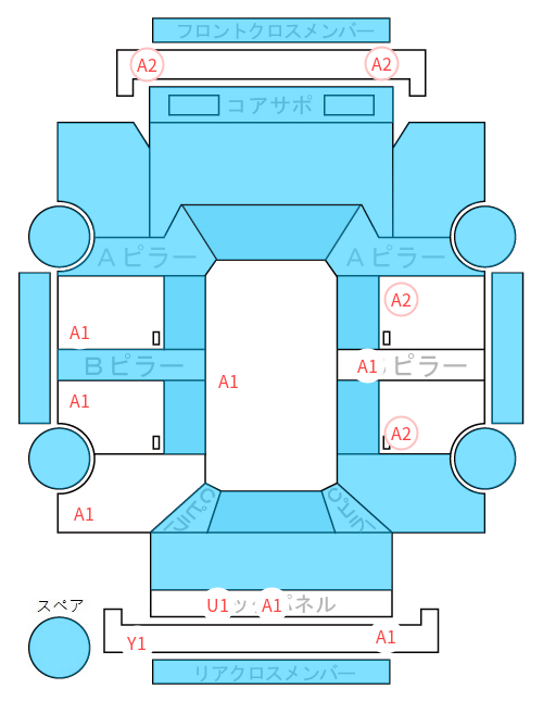 Body condition diagram (damage marks, Japanese labels)