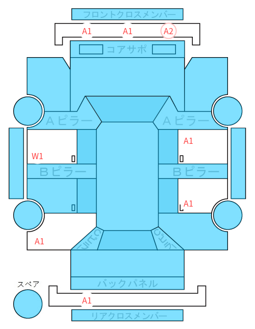 Body condition diagram (damage marks, Japanese labels)