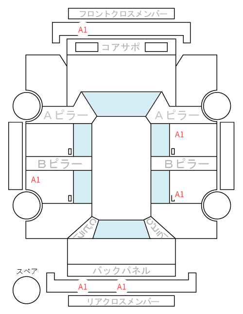 Body condition diagram (damage marks, Japanese labels)