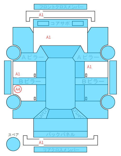 Body condition diagram (damage marks, Japanese labels)