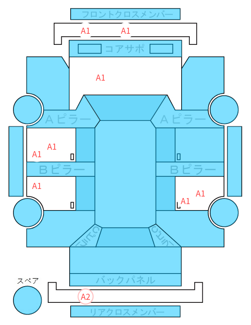 Body condition diagram (damage marks, Japanese labels)