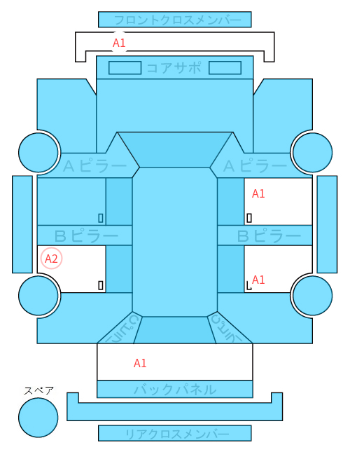 Body condition diagram (damage marks, Japanese labels)